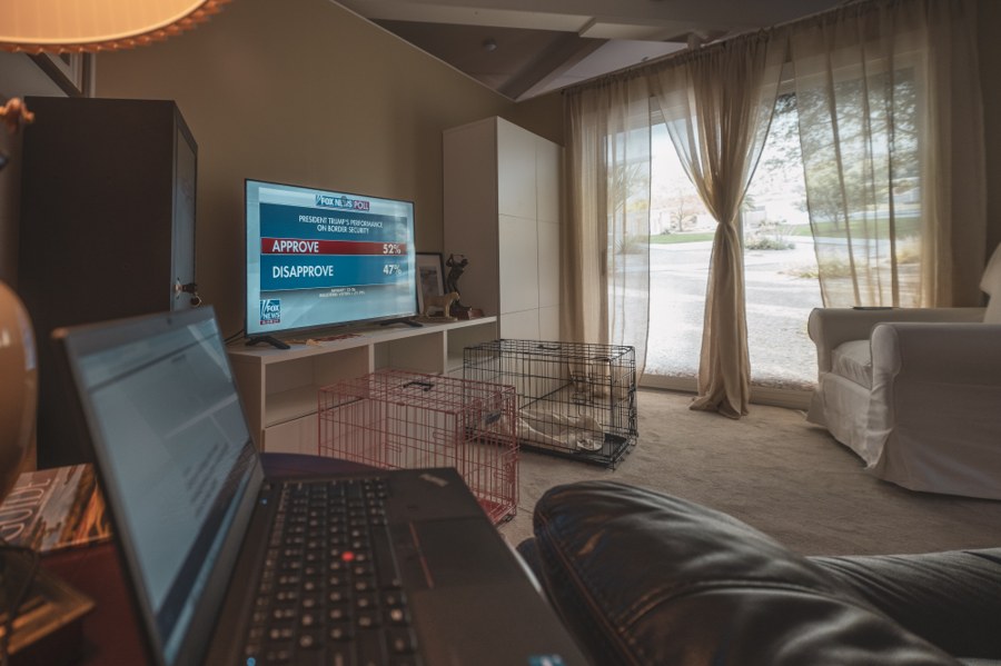 A conservative participant's living room rebuilt in the gallery